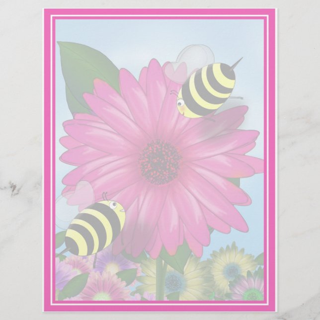 Lunchdatum bijen op Pink Flower (Voorkant)