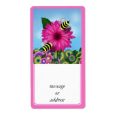 Lunchdatum bijen op Pink Flower Etiket (Voorkant)