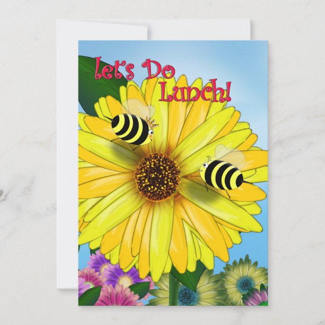 Lunchdatum bijen op Yellow Flower (Voorkant)