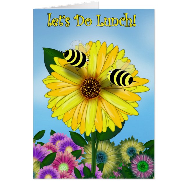 Lunchdatum bijen op Yellow Flower (Voorkant)