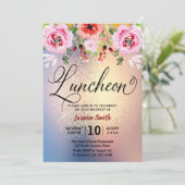 Luncheon Floral Gold Glitter Birthday Kaart (Staand voorkant)