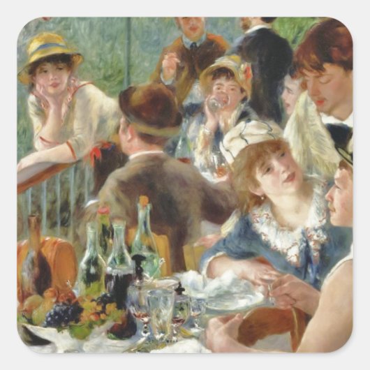 Luncheon of the Boating Party  Renoir Vierkante Sticker (Voorkant)