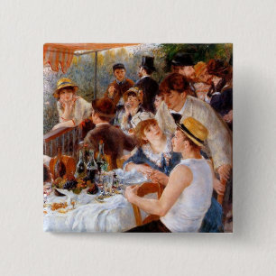 Luncheon of the Boating Party Vierkante Button 5,1 Cm