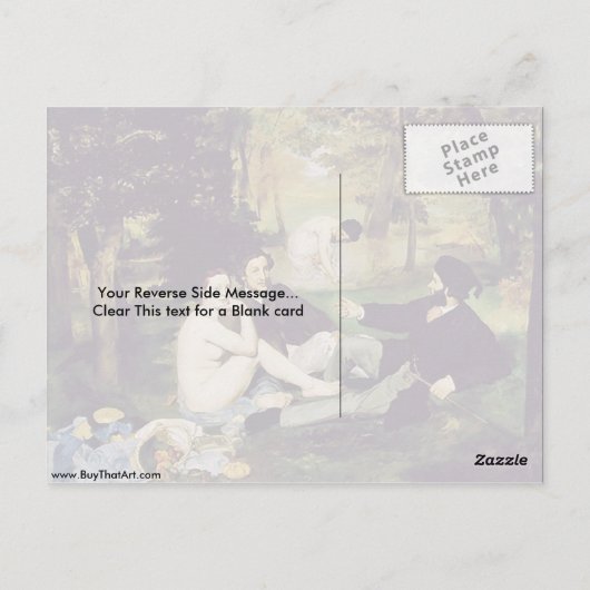 Luncheon op de gras van Edouard Manet Briefkaart (Achterkant)