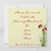 LUNCHEON Red Poppy Flowers Invitation Sjabloon Kaart (Achterkant)