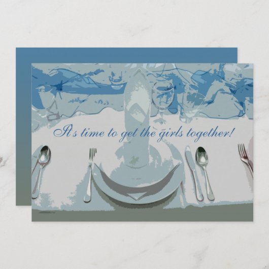 Luncheon Setting Invitation Kaart (Voorkant / Achterkant)