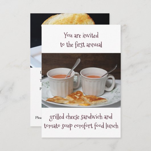 Luncheon Uitnodigingen Gegrilde Kaas Tomatensoep (Voorkant / Achterkant)