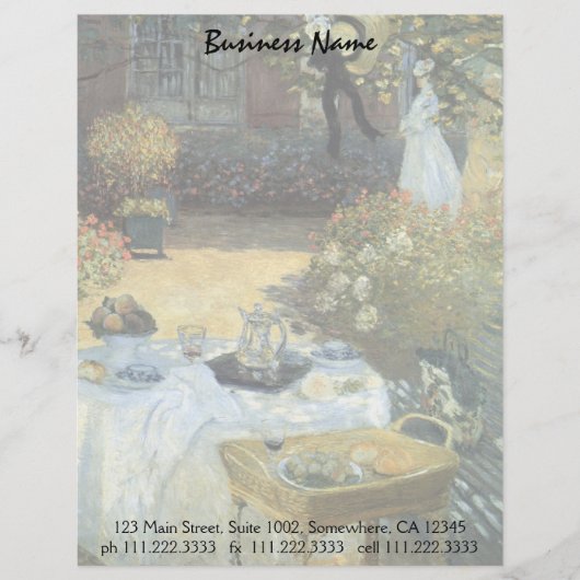 Luncheon van Claude Monet, impressionisme Briefhoofd Sjabloon (Voorkant)