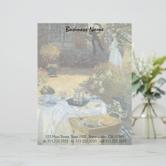 Luncheon van Claude Monet,  impressionisme Briefhoofd Sjabloon (Staand voorkant)
