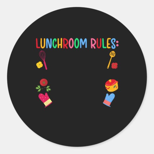 Lunchroom Regels Lunch Dame School Cafetaria Werkn Ronde Sticker (Voorkant)