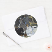 Lunchtime op de gras ronde sticker (Envelop)