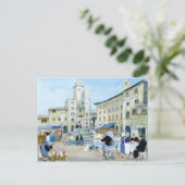 Lunchtime op een marktplein in Toscane Briefkaart (Staand voorkant)