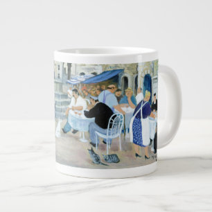 Lunchtime op een marktplein in Toscane Grote Koffiekop