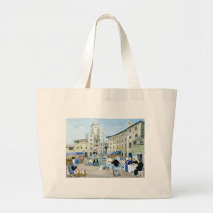 Lunchtime op een marktplein in Toscane Grote Tote Bag