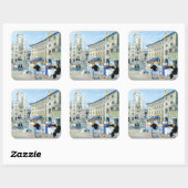 Lunchtime op een marktplein in Toscane Vierkante Sticker (Vel)