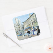 Lunchtime op een marktplein in Toscane Vierkante Sticker (Envelop)