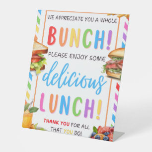 Lunchwaarderingsbord, Dank je wel lunchjuf/meester Reclamebord Met Voetstuk