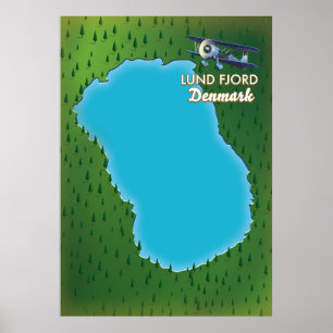 Lund Fjord Denemarken kaart Poster