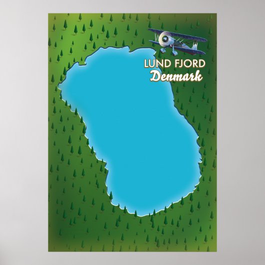 Lund Fjord Denemarken kaart Poster (Voorkant)