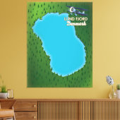 Lund Fjord Denmark-kaart Canvas Afdruk (Insitu (Woonkamer))