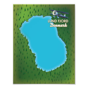 Lund Fjord Denmark-kaart Foto Afdruk