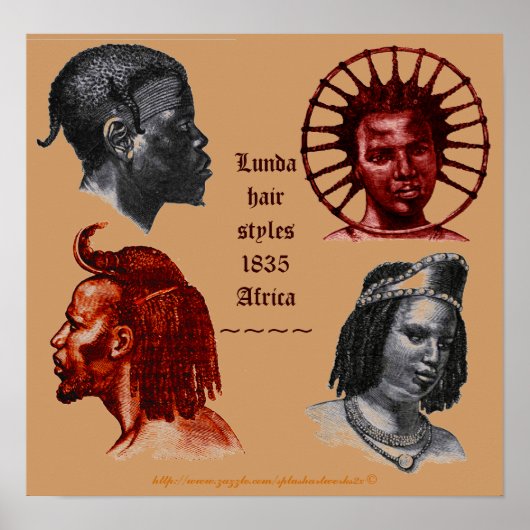Lunda Hairstyle 1835-Southern Congo Africa Poster (Voorkant)