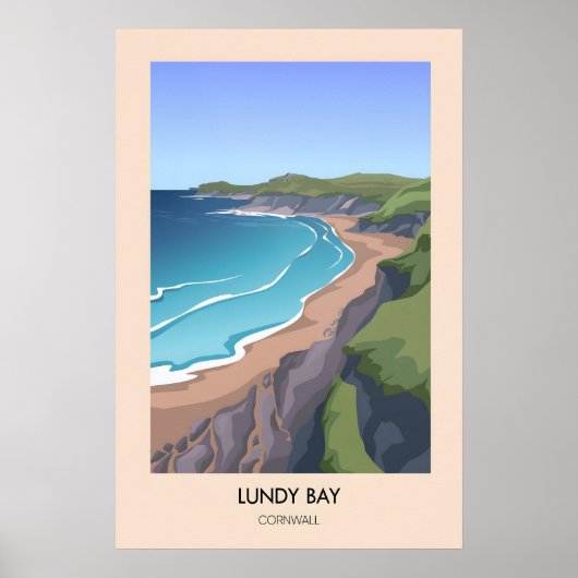 Lundy-baai Cornwall Moderne Reisposter Poster (Voorkant)