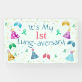 Lung-aversary Green Stripe Party Aangepast Spandoek (Horizontaal)