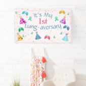 Lung-aversary Party Roze Streep Custom Spandoek (Insitu)