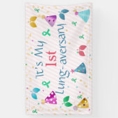 Lung-aversary Party Roze Streep Custom Spandoek (Verticaal)