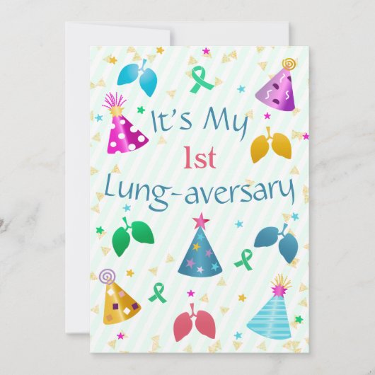 Lung-aversary Party Uitnodiging Groene Streep (Voorkant)