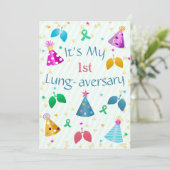 Lung-aversary Party Uitnodiging Groene Streep (Staand voorkant)