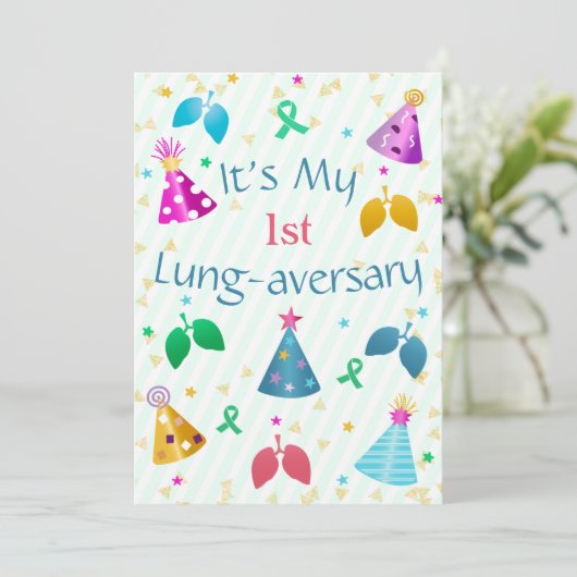 Lung-aversary Party Uitnodiging Groene Streep (Staand voorkant)