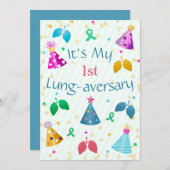 Lung-aversary Party Uitnodiging Groene Streep (Voorkant / Achterkant)