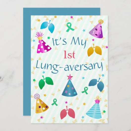 Lung-aversary Party Uitnodiging Groene Streep (Voorkant / Achterkant)