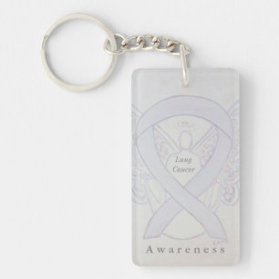 Lung Cancer Angel Awareness Ribbon Sleutelhanger