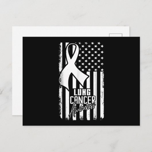 Lung Cancer Awareness American Flag White Ribbon.p Uitnodiging Briefkaart (Voorkant / Achterkant)