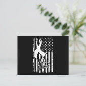 Lung Cancer Awareness American Flag White Ribbon.p Uitnodiging Briefkaart (Staand voorkant)