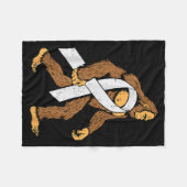 Lung Cancer Awareness Bigfoot White Ribbon Suprt M Fleece Deken (Voorkant (Horizontaal))