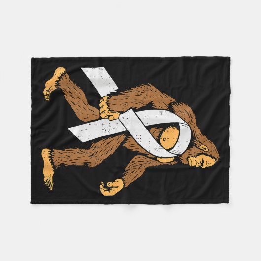 Lung Cancer Awareness Bigfoot White Ribbon Suprt M Fleece Deken (Voorkant (Horizontaal))