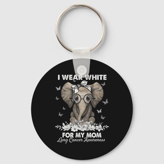 Lung Cancer Awareness Elephant White Ribbon for My Sleutelhanger (Voorkant)