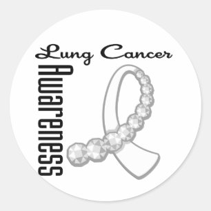 Lung Cancer Awareness Gemstone Ribbon Ronde Sticker