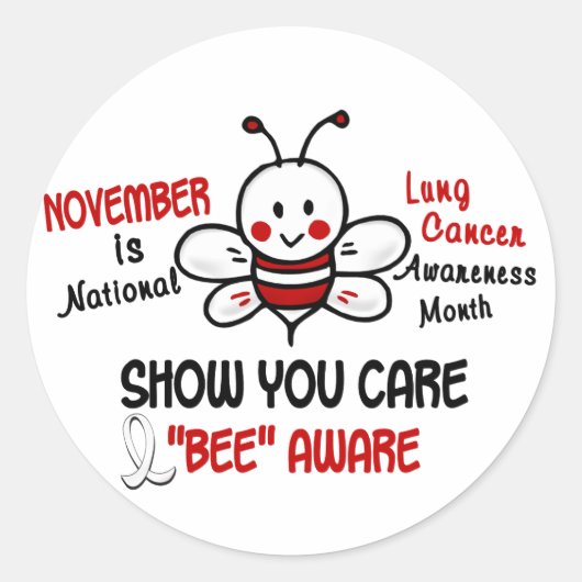 Lung Cancer Awareness Maand Bij 1.2 Ronde Sticker (Voorkant)