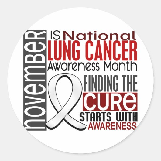 Lung Cancer Awareness Maand Pearl Ribbon I2.5 Ronde Sticker (Voorkant)