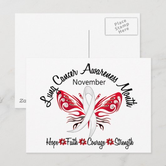 Lung Cancer Awareness Maand Vlinder 3.2 Briefkaart (Voorkant / Achterkant)