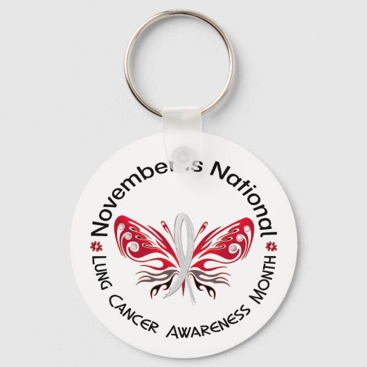 Lung Cancer Awareness Month Butterfly 3.3 Sleutelhanger (Voorkant)