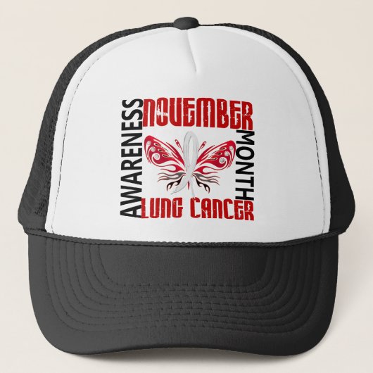 Lung Cancer Awareness Month Butterfly 3.4 Trucker Pet (Voorkant)