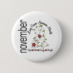 Lung Cancer Awareness Month Flower Ribbon 1 Ronde Button 5,7 Cm