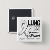Lung Cancer Awareness Month Grunge Ribbon Vierkante Button 5,1 Cm (Voorkant /achterkant)