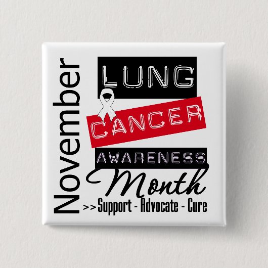 Lung Cancer Awareness Month Vierkante Button 5,1 Cm (Voorkant)